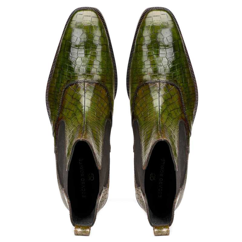 Regal Patina Chelsea Boots - Green - Escaro Royale