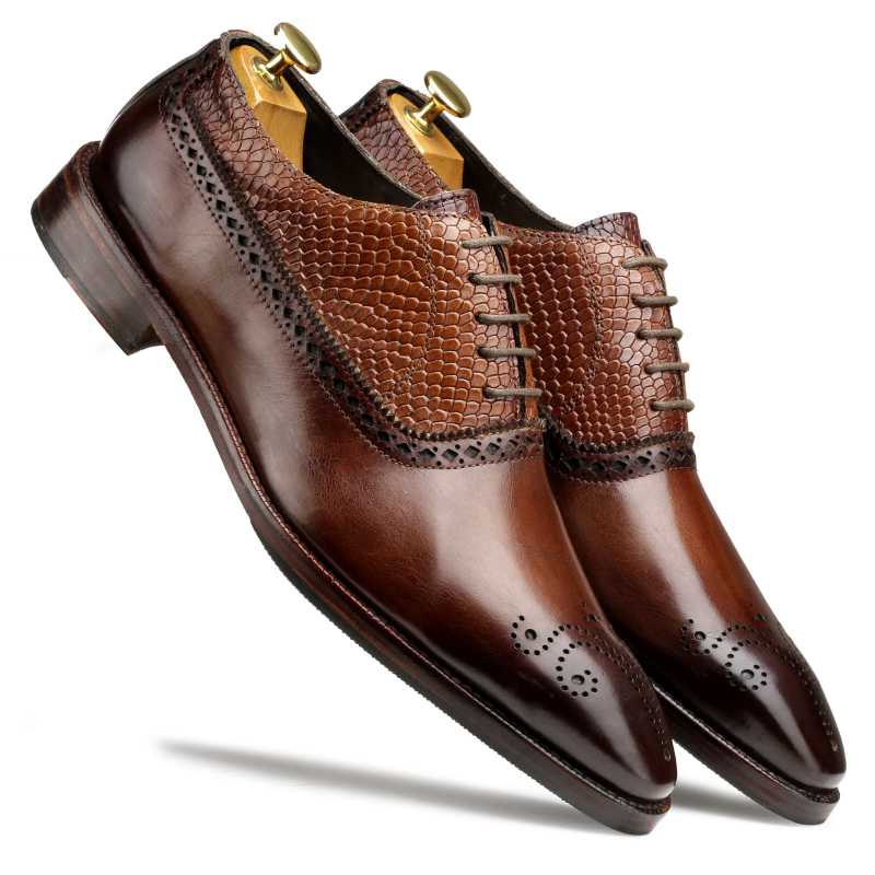 Mooney Patina Brown Oxford Shoes - Escaro Royale