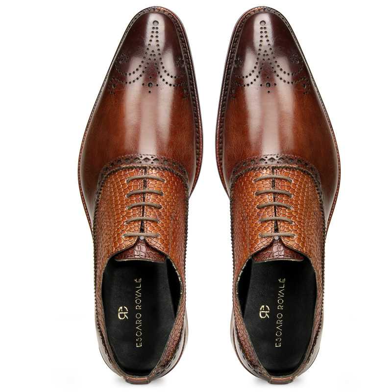 Mooney Patina Brown Oxford Shoes - Escaro Royale