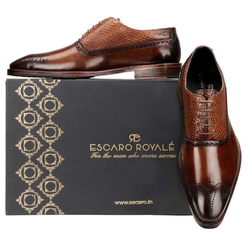 Mooney Patina Brown Oxford Shoes - Escaro Royale