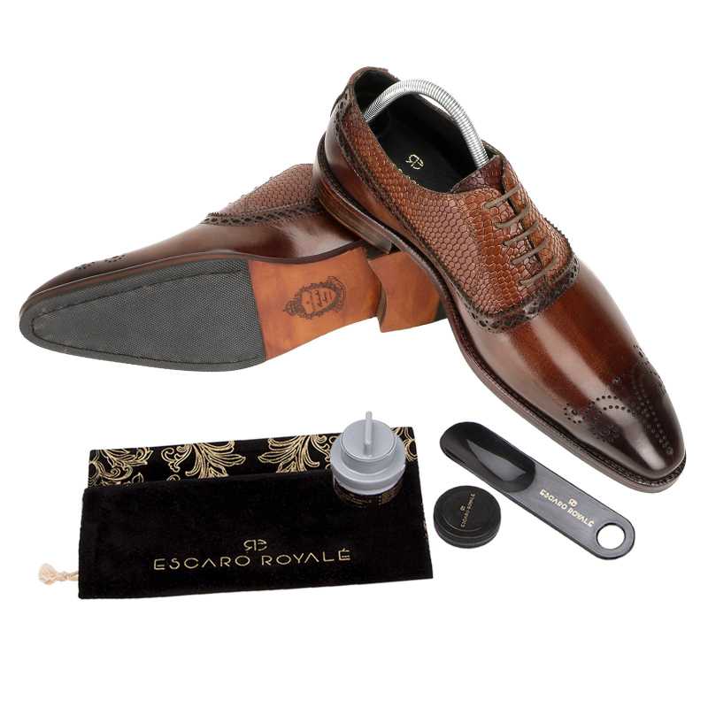 Mooney Patina Brown Oxford Shoes - Escaro Royale