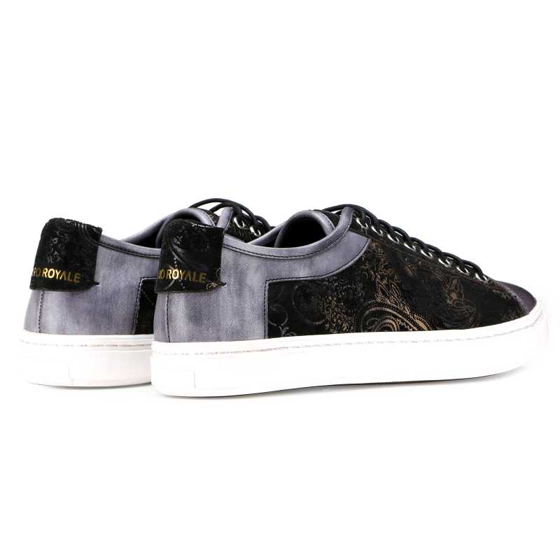 Foilio Luxury Sneakers in Gray Black - Escaro Royale