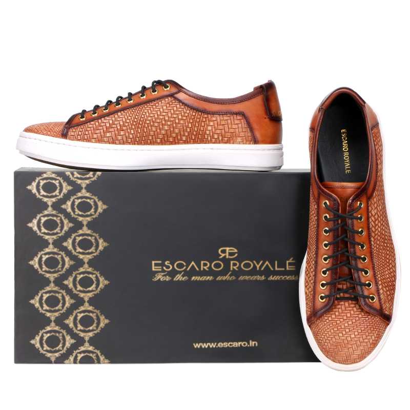 Foilio Luxury Sneakers in Embossed Weave - Escaro Royale