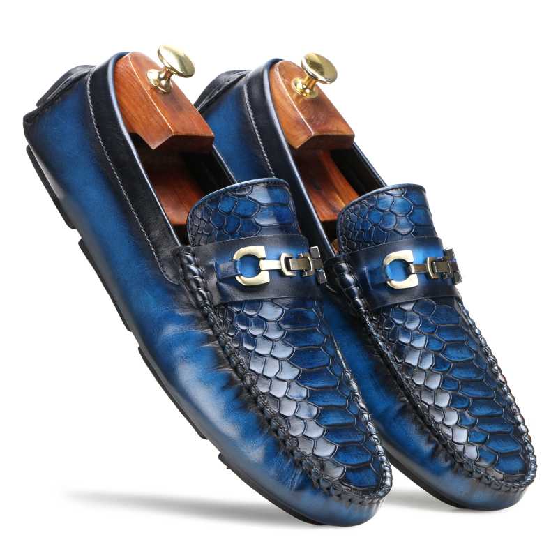 Piton Moccasins in Blue - Escaro Royale