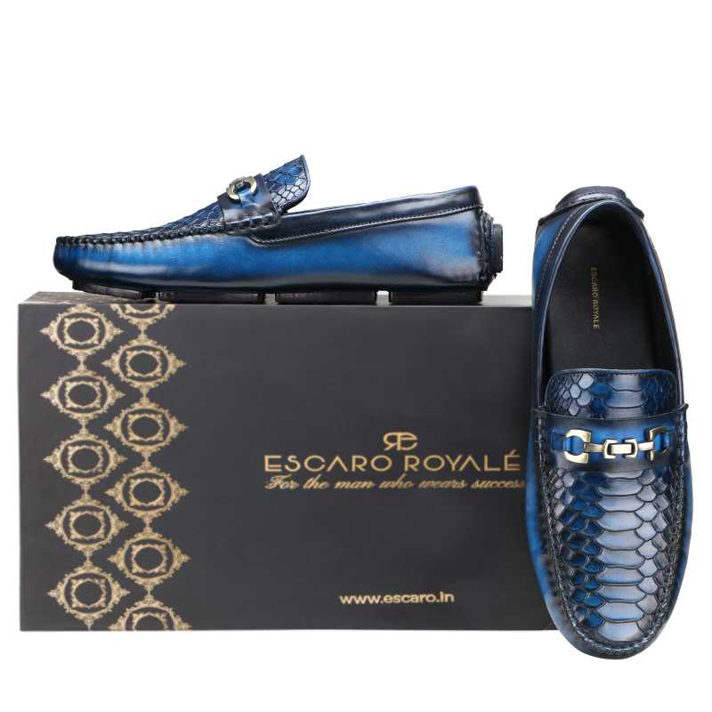 Piton Moccasins in Blue - Escaro Royale