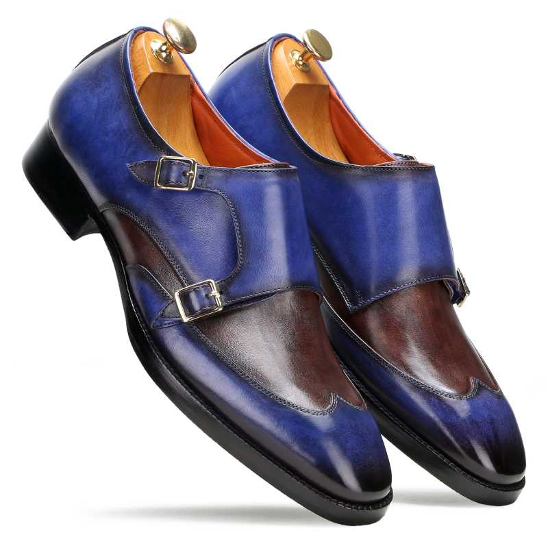 Rio Textured Double Monk in Blue - Escaro Royale