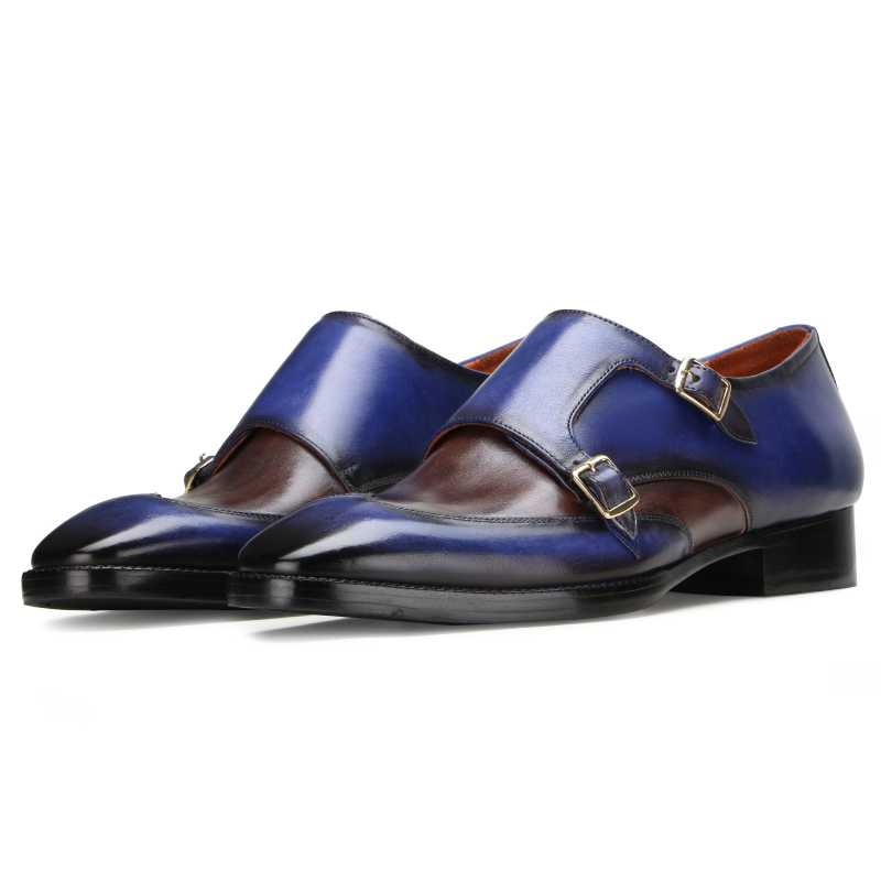 Rio Textured Double Monk in Blue - Escaro Royale