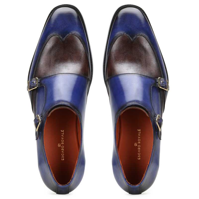 Rio Textured Double Monk in Blue - Escaro Royale