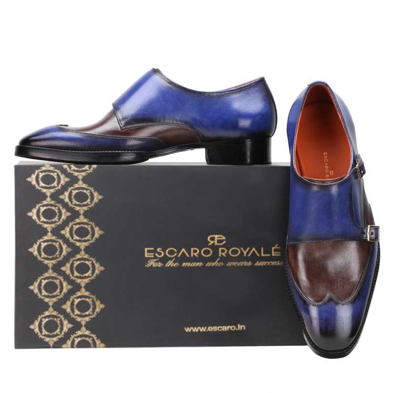 Rio Textured Double Monk in Blue - Escaro Royale