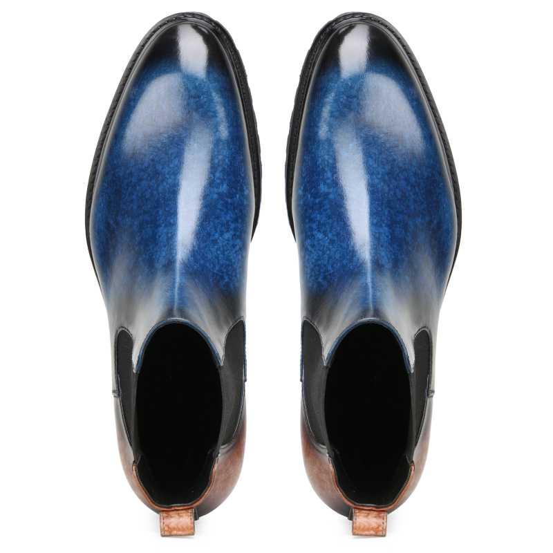 Marrone Chelsea Boots in Blue Brown - Escaro Royale