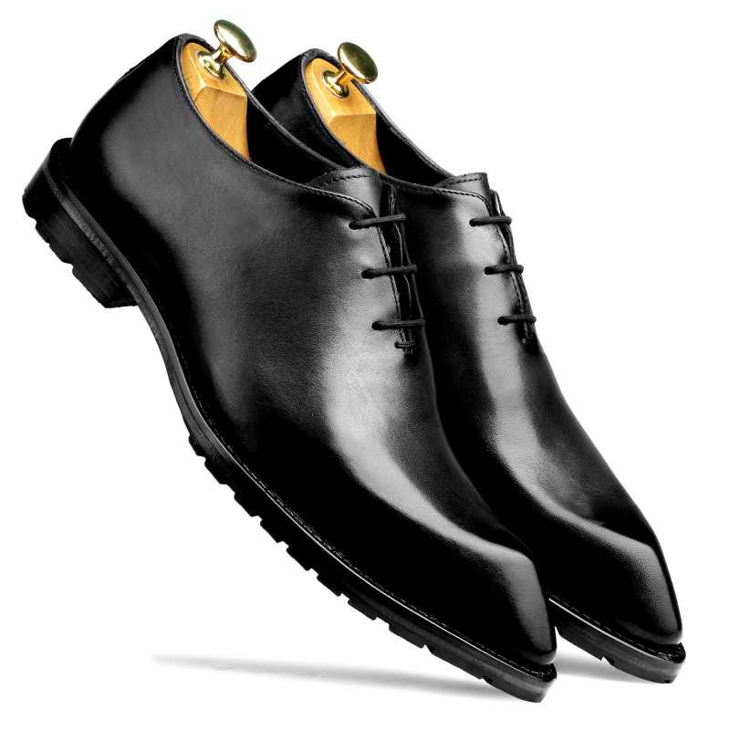 Connery Snip Toe Black Oxfords - Escaro Royale