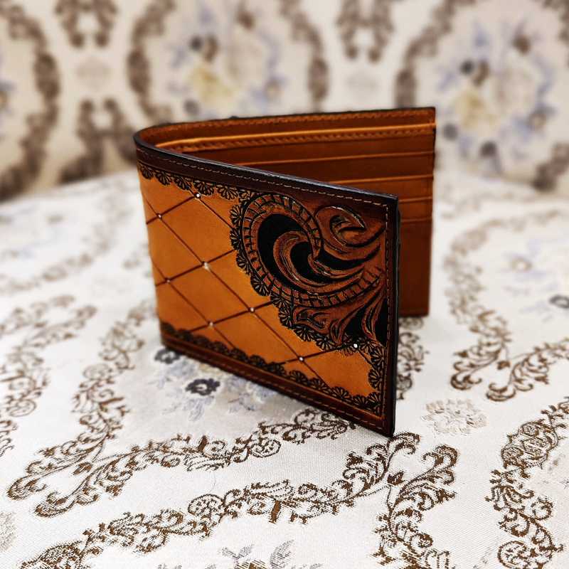 The Sankho Hand-Tooled Leather Bi-Fold Wallet - Escaro Royale