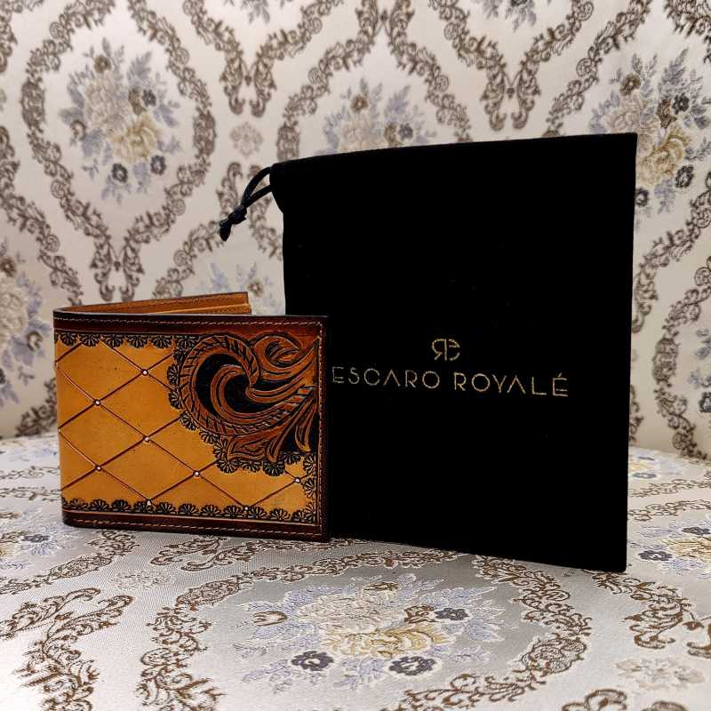 The Sankho Hand-Tooled Leather Bi-Fold Wallet - Escaro Royale