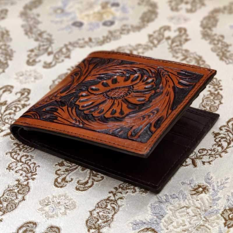 The Fiore Hand-Tooled Leather Bi-Fold Wallet - Escaro Royale