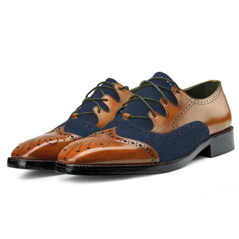 Bart Criss Cross Oxford Tan Blue - Escaro Royale
