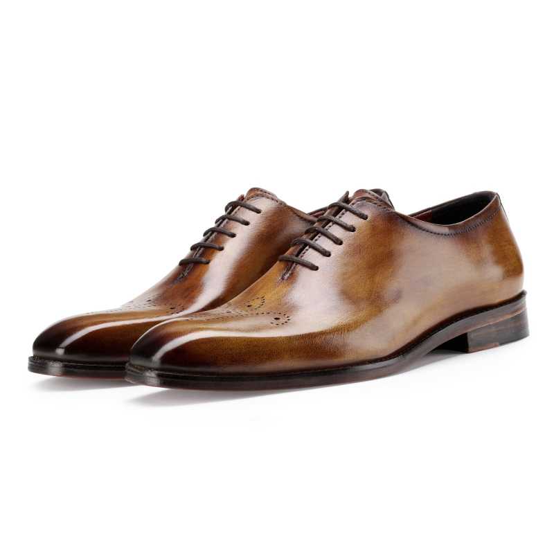 The Nicholas Medallion Wholecut in Tan - Escaro Royale