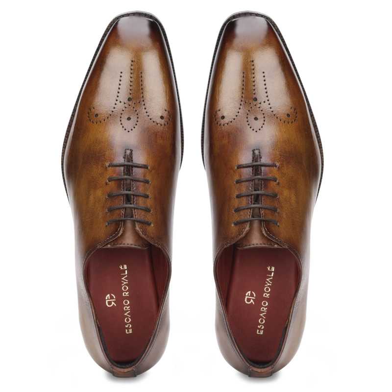 The Nicholas Medallion Wholecut in Tan - Escaro Royale