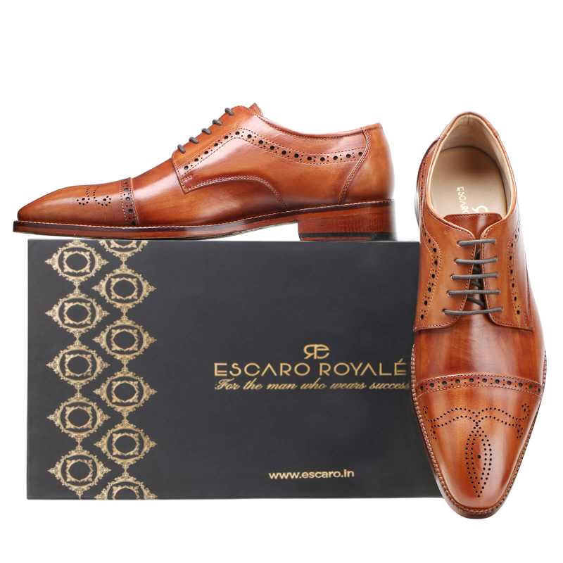 Brown Designer Derby Shoes - Escaro Royale