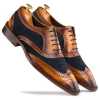 Tan-Blue Wingtip London Brogues - Escaro Royale