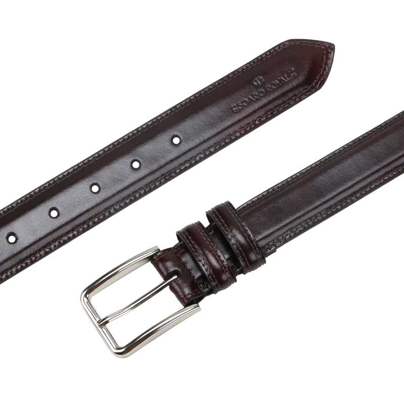 Beruto Mens Luxury Leather Belt in Wine - Escaro Royale