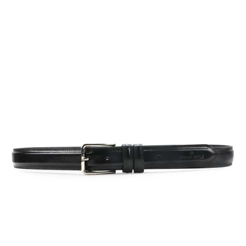 Beruto Mens Luxury Leather Belt in Black - Escaro Royale
