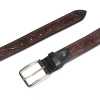 Christiano Hand Crafted Hand Tooled Leather Belt in Black-Brown - Escaro Royale