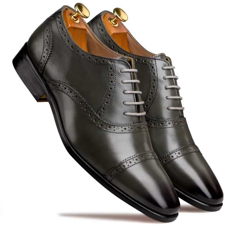 The Boston Toecap Oxfords in Gray - Escaro Royale