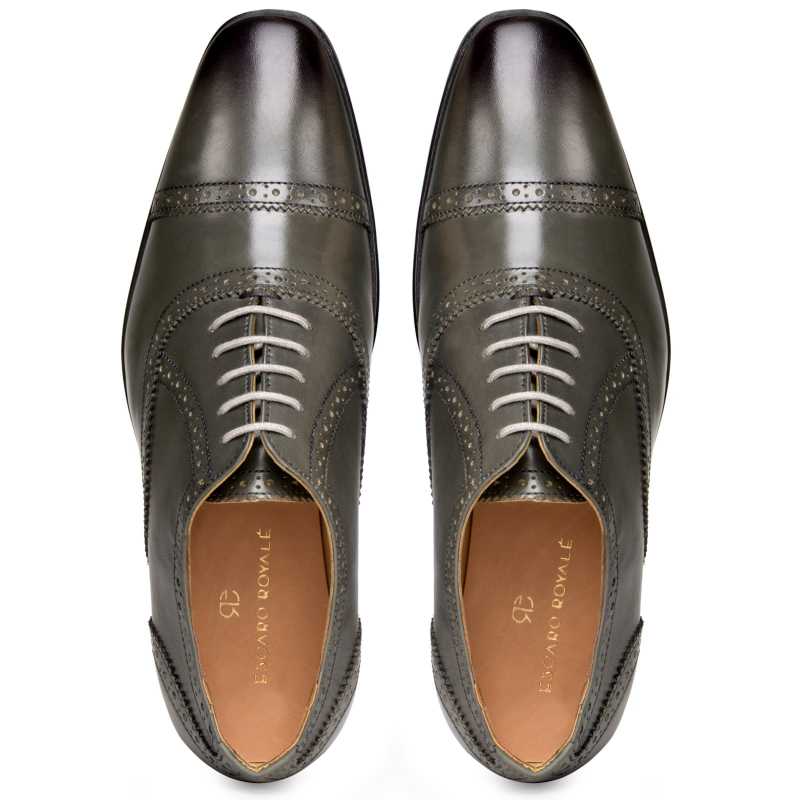 The Boston Toecap Oxfords in Gray - Escaro Royale