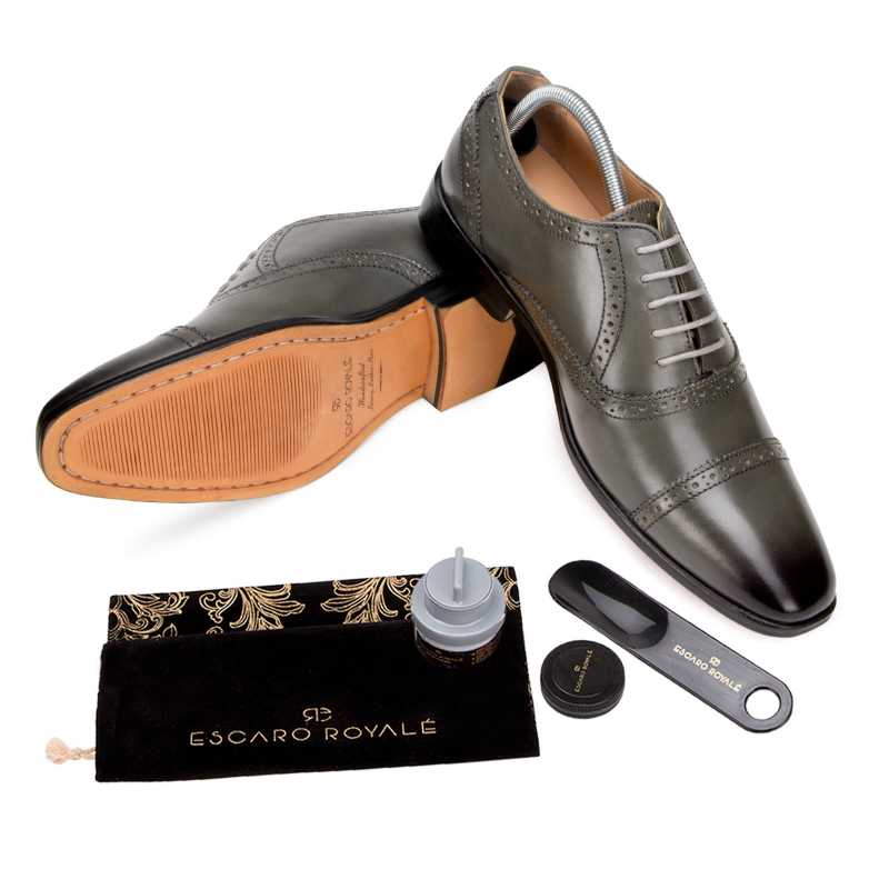 The Boston Toecap Oxfords in Gray - Escaro Royale