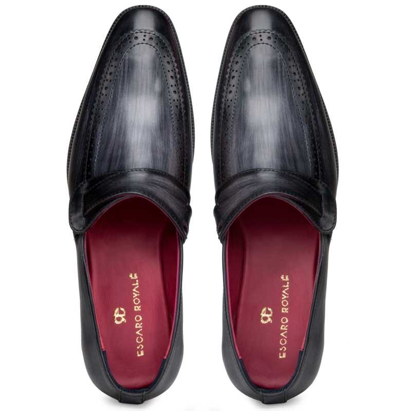 Grey Designer Penny Loafers - Escaro Royale
