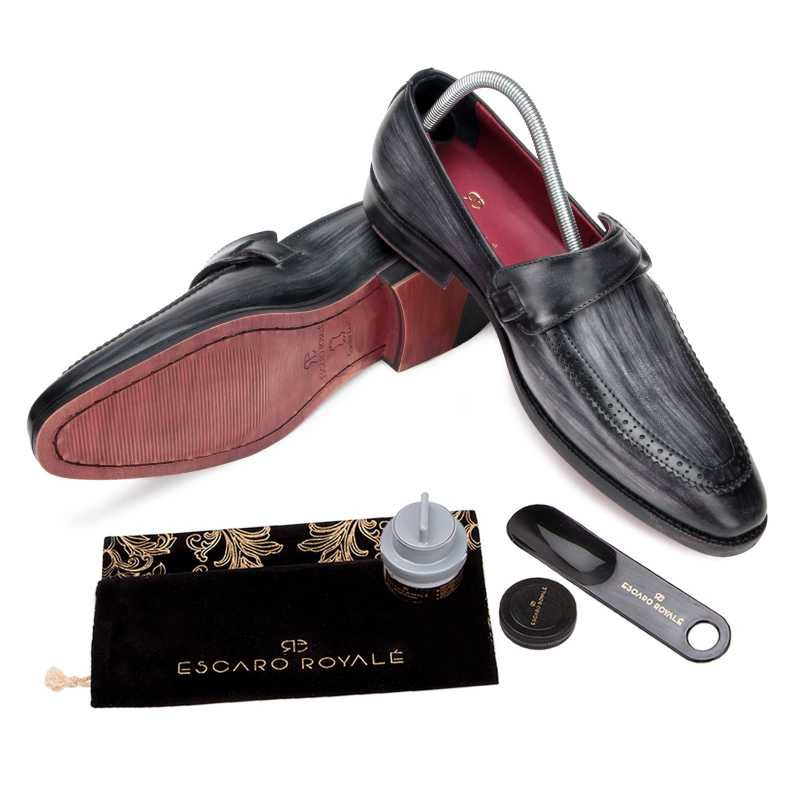 Grey Designer Penny Loafers - Escaro Royale