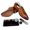 Side Lace-Up Wholecut Oxfords in Cognac - Escaro Royale