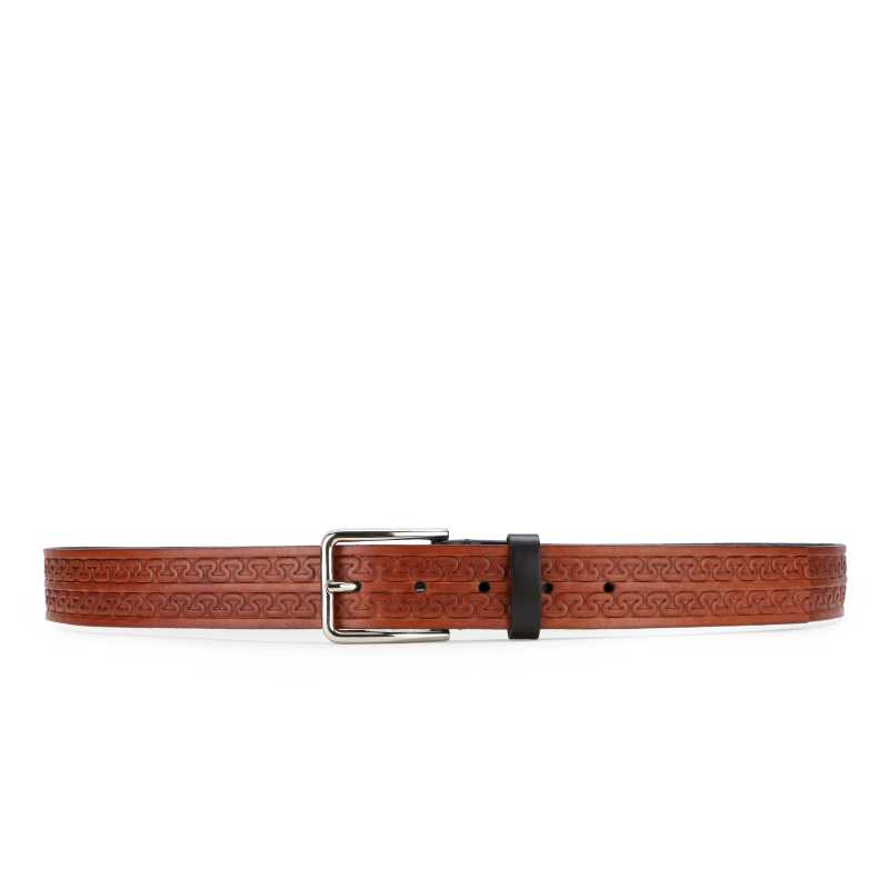Christiano Hand Crafted Hand Tooled Leather Belt in Brown - Escaro Royale