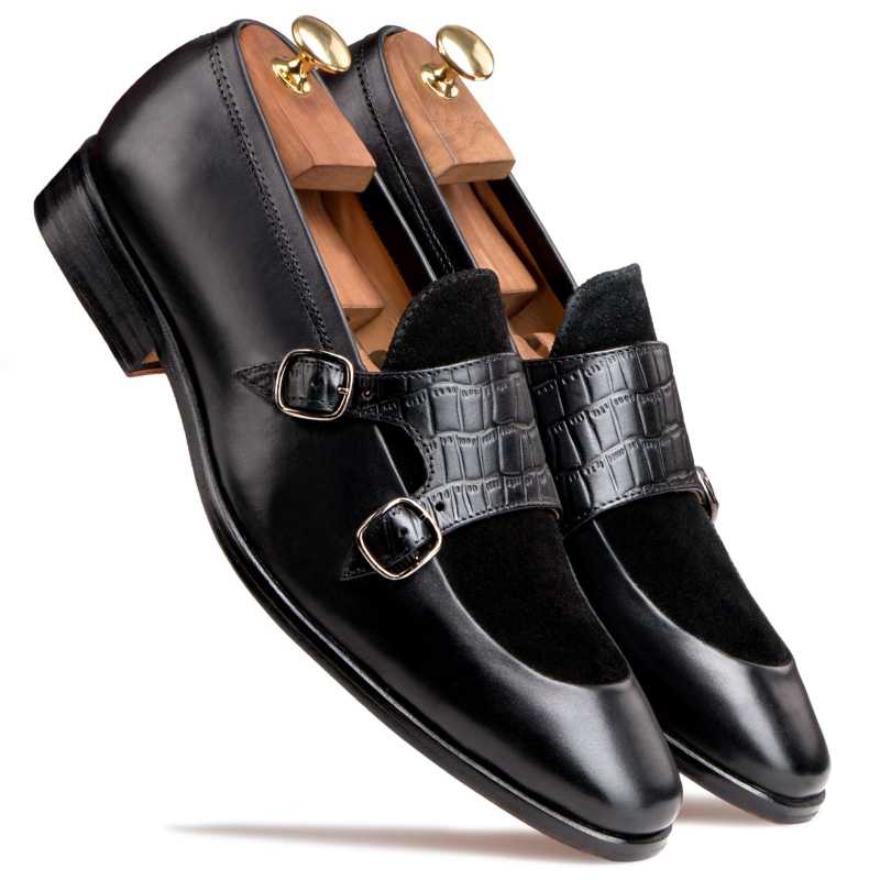 The Austin Double Monk Loafer In Black - Escaro Royale