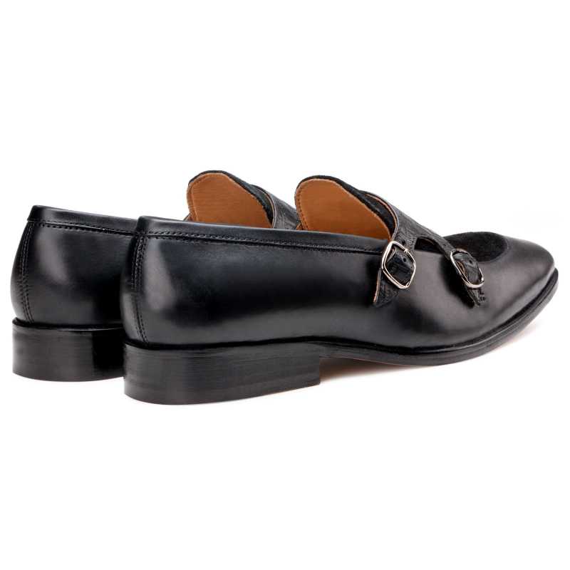 The Austin Double Monk Loafer In Black - Escaro Royale