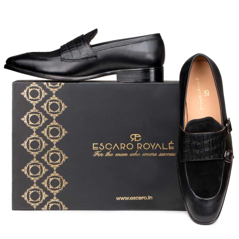 The Austin Double Monk Loafer In Black - Escaro Royale