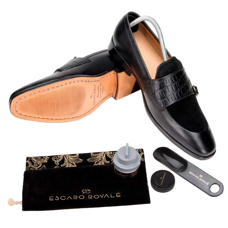 The Austin Double Monk Loafer In Black - Escaro Royale