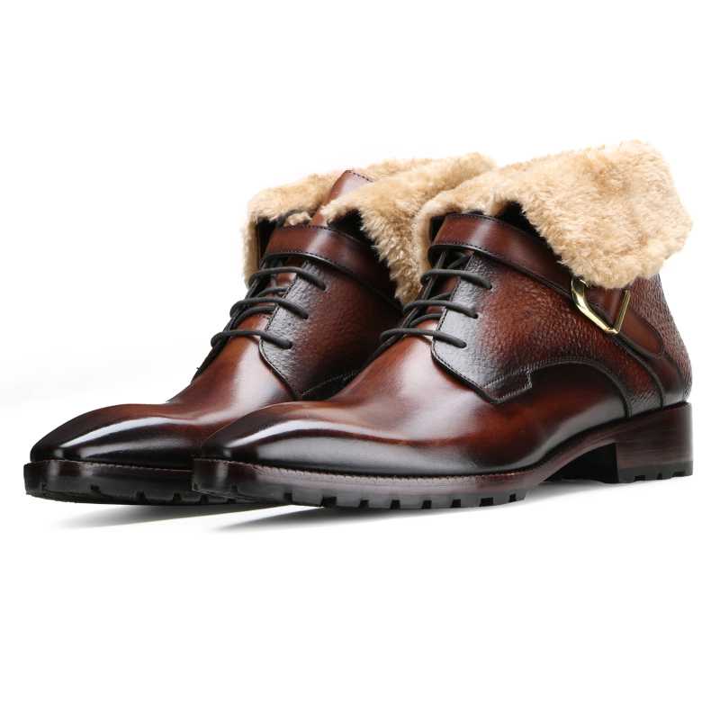 Stalwart Brown Designer Fur Boots - Escaro Royale