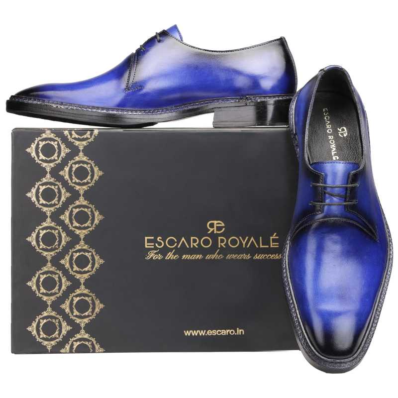 Baron Patina Derby Shoes Blue - Escaro Royale