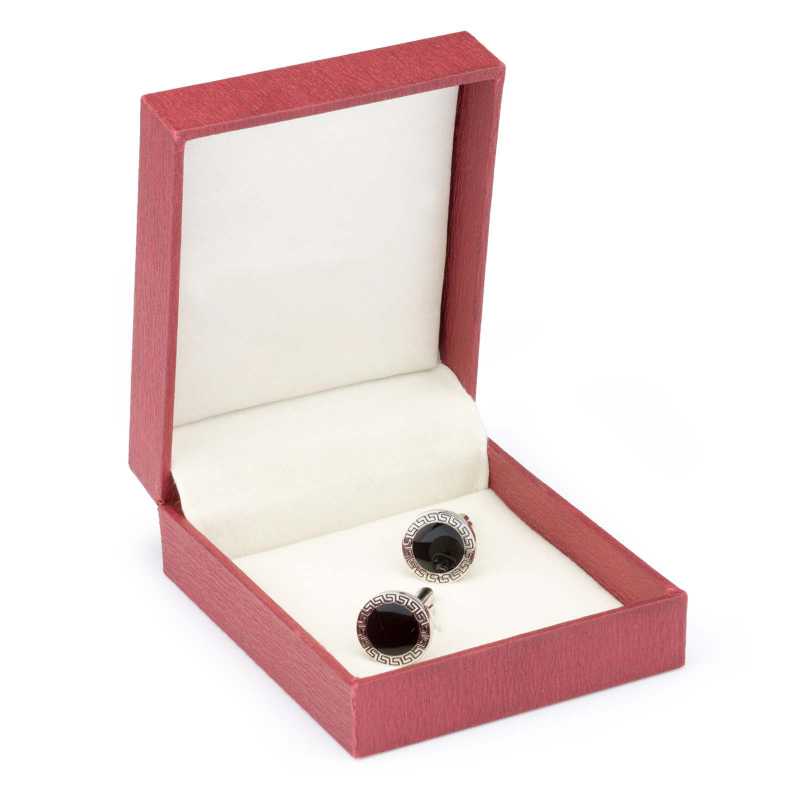 Men's Silver Plated Enamel Engraving Cufflinks - Escaro Royale