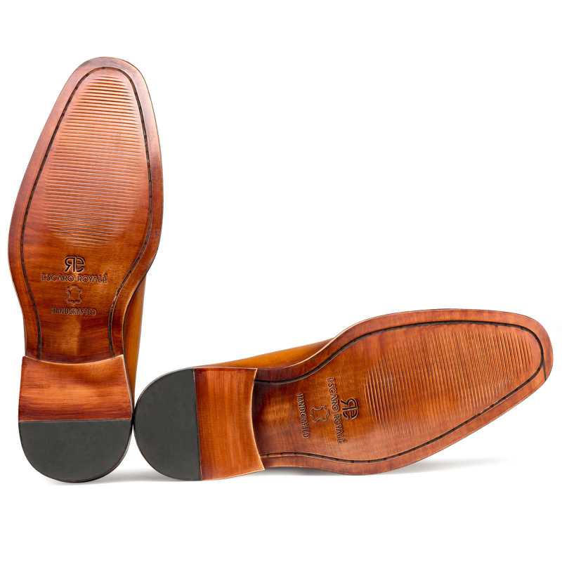 Tan Medallion Wholecut Oxford - Escaro Royale