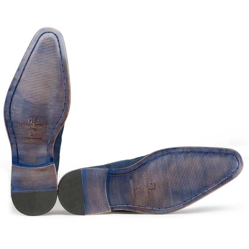 Navy Blue Suede Tassel Loafers - Escaro Royale