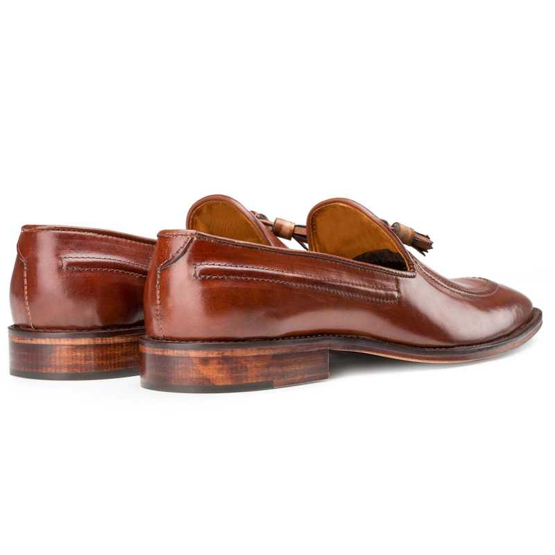 Brown Leather Tassel Loafers - Escaro Royale