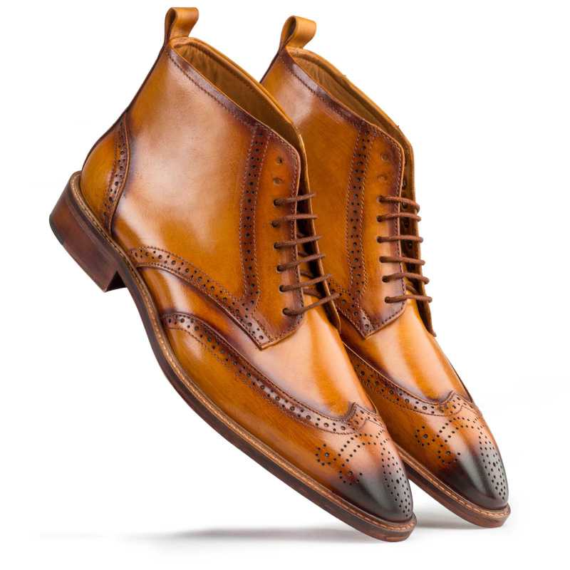 Tan Wingtip Brogue Chukka Boots - Escaro Royale