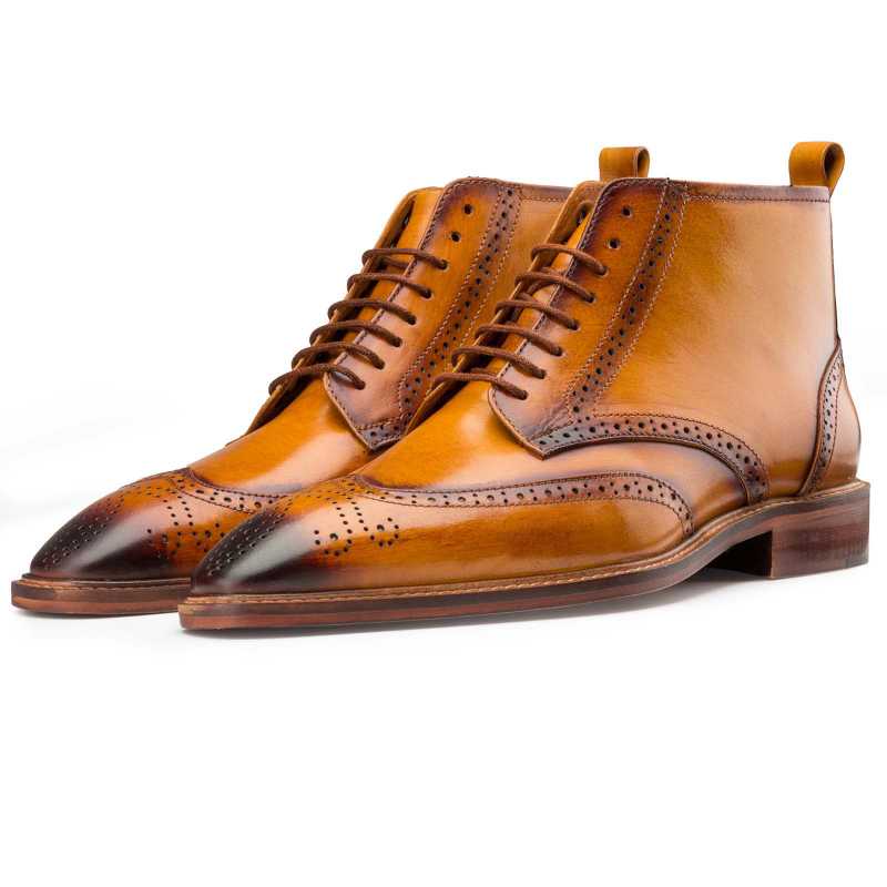 Tan Wingtip Brogue Chukka Boots - Escaro Royale