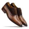 Brown-Tan Medallion Suede Oxford - Escaro Royale