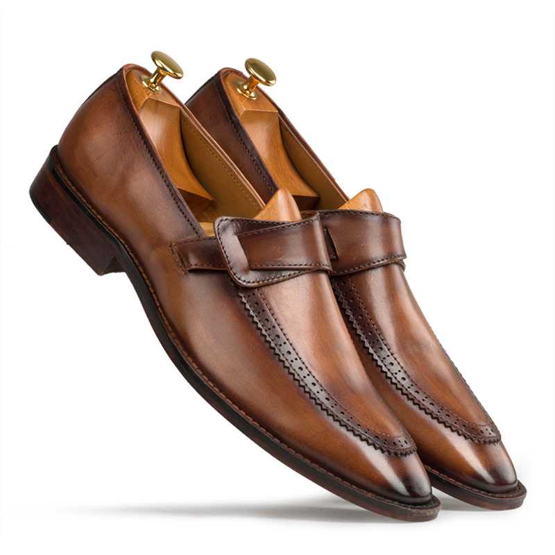 Tan Designer Penny Loafers - Escaro Royale