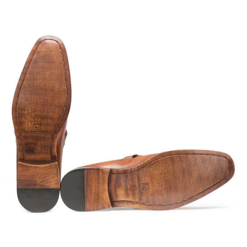 Tan Designer Penny Loafers - Escaro Royale