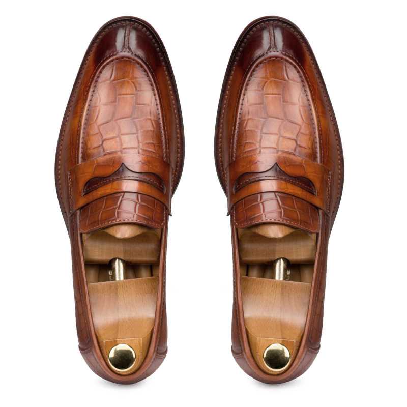 Tan Embossed Slip-on - Escaro Royale