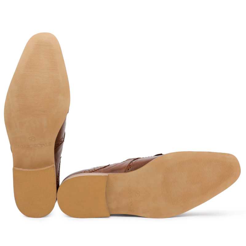 Burnished-Brown Full Grain Leather Kiltie Monkstrap shoes - Escaro Royale